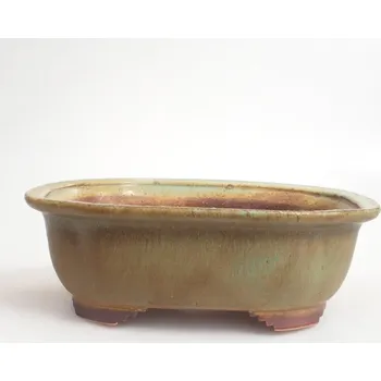 Květináč Keramická bonsai miska 11,5 x 16 x 6,5 cm zelená