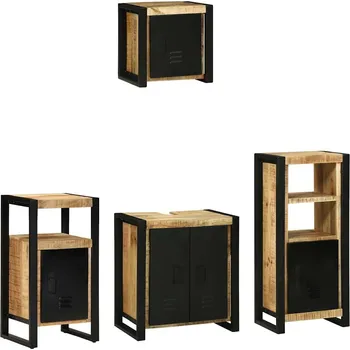 Koupelnový nábytek vidaXL Sada koupelnového nábytku s policí 4 pcs Masivní mangové dřevo [3305648]