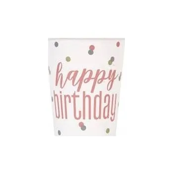 Party nádobí Papírové kelímky Happy Birthday 8 ks 270 ml puntíky Oslava Narozeniny Párty