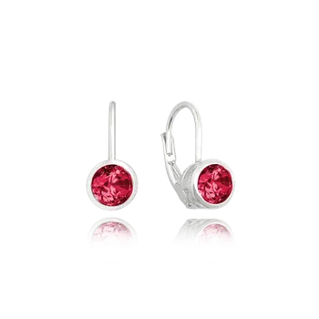 Náušnice Moonlit Stříbrné náušnice s červeným zirkonem a patentovým zapínáním