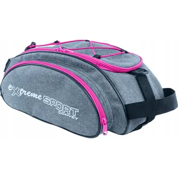 brašna na kolo Zadní Cyklistická brašna Convey – Brašna na nosič, šedá s růžovými detaily, 14 l