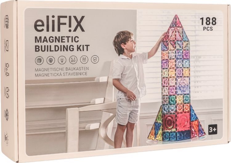 eliNeli Magnetická stavebnice EliFix pastel - 188 ks
