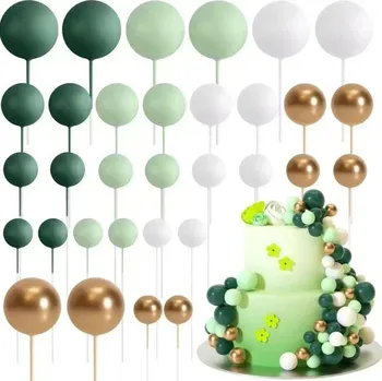 Party dekorace Dekorativní balónky na dort 32 ks | dortová dekorace, svatební ozdoba - Zelený