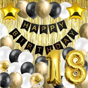 Balónek SADA BALÓNKŮ 18 narozeninová oslava osmnáctiny + závěs