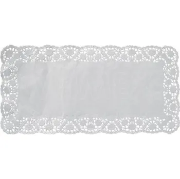 Jednorázové nádobí Dekorativní krajka hranatá bílá 18 x 30 cm - 100 ks