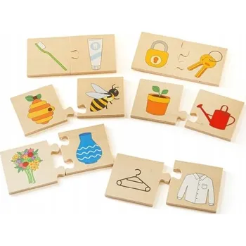 Dřevěná hračka Bigjigs Toys Didaktické puzzle Co k sobě patří
