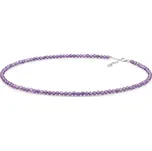 ANNA PERLY Originální dámský náhrdelník z broušených kuliček ametystu s rhodiovaným stříbrem