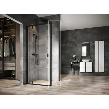 RAVAK Sprchový kout Ravak Nexty NDOP1/NPSS 90x80 rohový, černá/transparent 03O70300Z1;90O40300Z1