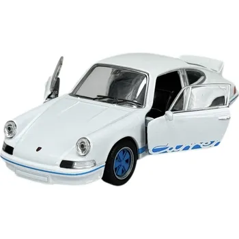 autíčko WELLY 1973 PORSCHE 911 CARRERA RS 2.7 BÍLO-MODRÝ 1:34 NOVÝ KOVOVÝ MODEL