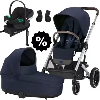 Kočárek CYBEX Set Balios S Lux + korba + adaptéry + autosedačka + základna 2024 Ocean Blue Silver Frame