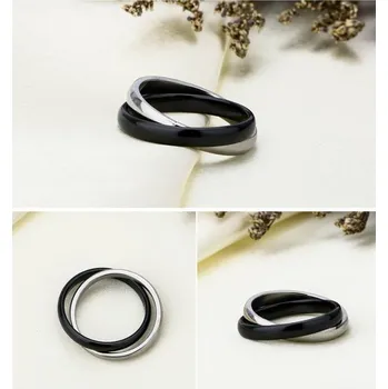 Prsten Prosperk Prstýnek černá keramika s ocelí double Velikost prstenů: 6 (EU: 51-53) 28335/6