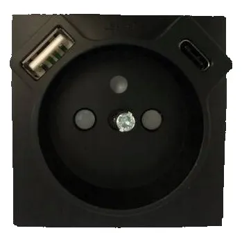 Elektrická zásuvka EFAPEL LOGUS90 USB Zásuvka ČERNÁ 90650TPM