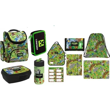 Školní batoh Minecraft ŠKOLNÍ SET SADA 10ks S AKTOVKOU BATOH MINECRAFTBACKUP GAME LEVEL TEMBDF31/10/02c