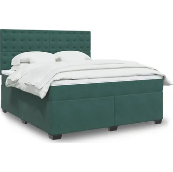 Postel vidaXL Box spring postel s matrací 180x200 cm samet [3293290] Barva: Tmavě zelená