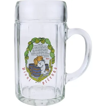 Sklenice Tuplák "Pivní otčenáš" světlejší 1l (Skleněný dvojitý krýgl)