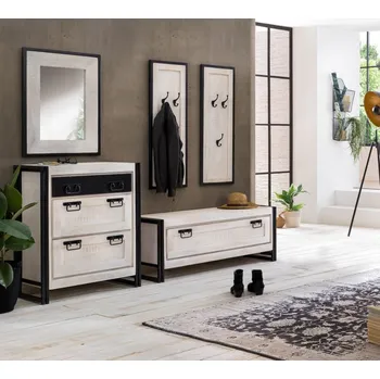 Předsíňová stěna Předsíňový set masiv mango a kov White Rocco II