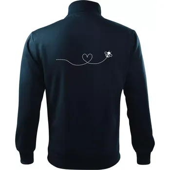 Pánská mikina Dráha letu včely - srdce - Mikina bez kapuce Adventure - M ( Námořní modrá (velmi tmavá - téměř černá) )