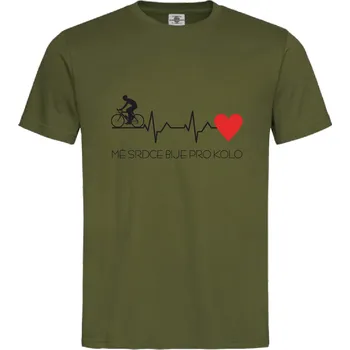 Pánské tričko Tričko Mé srdce bije pro kolo | Puls Druh: Pánské, Barva: Khaki, Velikost: XL
