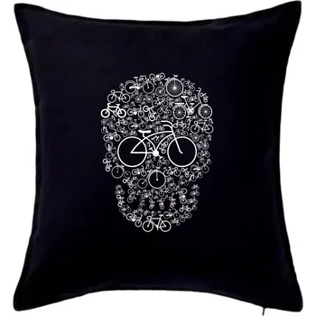 Polštář Cyklo lebka složena z kol - Polštář 50x50 - 50x50 - Včetně výplně ( Černá )