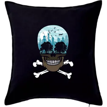 Polštář Death City skull - Polštář 50x50 - 50x50 - Pouze potah ( Černá )