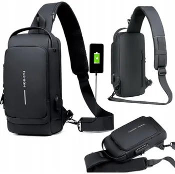 TAŠKA PŘES RAMENO S USB PORTEM BATOH PŘES RAMENO S MNOHA KAPSY