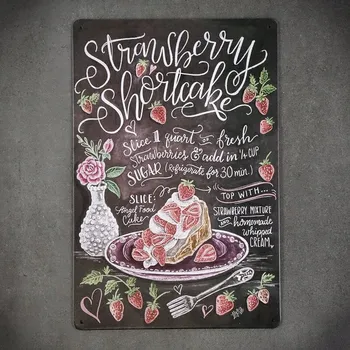 Obraz Dekorativní kovová cedulka STRAWBERRY SHORTCAKE