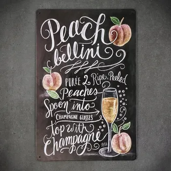 Obraz Dekorativní kovová cedulka PEACH BELLINI