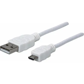 MANHATTAN Kabel propojovací USB 2.0 A Male / Micro-B Male, 1m, bílý
