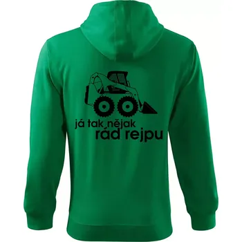 Pánská mikina Já tak nějak rád rejpu - smykový nakladač - Mikina s kapucí na zip trendy zipper - M ( Středně zelená )