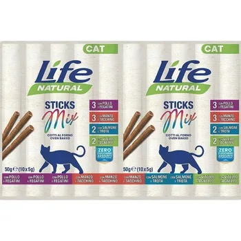Krmivo pro kočku Life Cat Deli Pamlsek pro kočky Kabanosy Mix 10x5 g