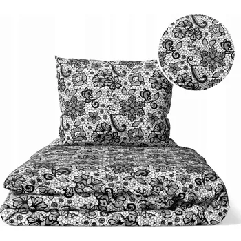 Povlečení Krepové povlečení 160x200cm + JEDEN POVLEK NA POLŠTÁŘ 70x80cm, SILNÉ/HRUBÉ, Černá krajka na