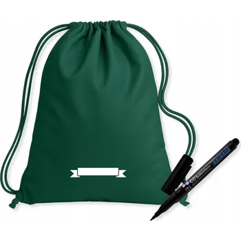 Sportovní taška BATOH SÁČEK+ PISAK na jméno škola WF školka boty oblečení ZELENÁ