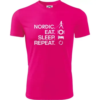 Chlapecké oblečení Nordic walking eat sleep - Dětské triko sportovní (dresovina) - 134 cm/8 let ( Neon Pink )