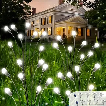 Venkovní osvětlení LED Solární Světla Koule 8 LED Studená Bílá Zahradní Dekorativní 2 ks