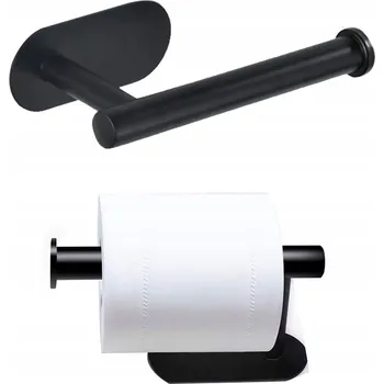Držák na toaletní papír Cadro černý kovový nástěnný bez vrtání