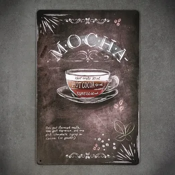 Obraz Dekorativní kovová cedule BEAN MOCHA