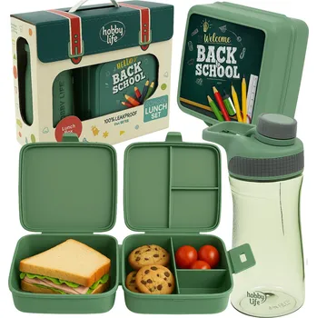 Svačinový box Svačinový Box s přihrádkami Lunchbox pro dítě do školy 1,4 l Lahev Na Pití 530 ml