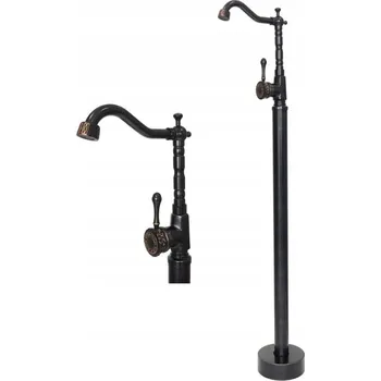 Vodovodní baterie Volně stojící vanová baterie s jednou pákou, rustikální retro styl, černé provedení