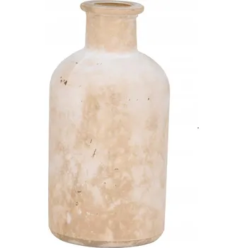 Váza Skleněná vázička stylizovaná pr. 6,5x13cm béžová a bílá Articasa