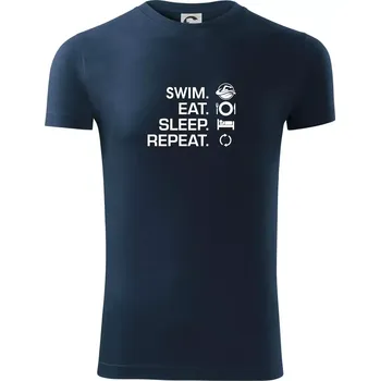 Pánská móda Eat sleep swim - Viper FIT - Pánské zůžené tričko - M ( Námořní modrá (velmi tmavá - téměř černá) )