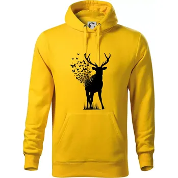 Pánská mikina Deer Butterfly - Mikina pánská Cape s kapucí - XL ( Žlutá )