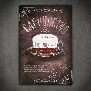 Obraz Dekorativní kovová cedule BEAN CAPPUCCINO