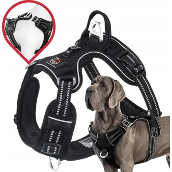 Postroj pro psa SILNÉ Postroje pro velkého psa MONTANA guard pro ovčáka PREMIUM černé XL