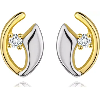 Náušnice Diamantové náušnice ze 14K zlata - čirý briliant v neúplné kontuře zrnka