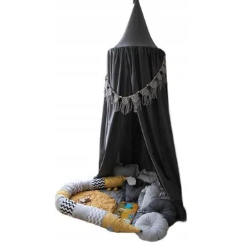 Nebesa nad postýlku Baldachýn na postel, spodní volánek , bavlna , starorůžová / káva