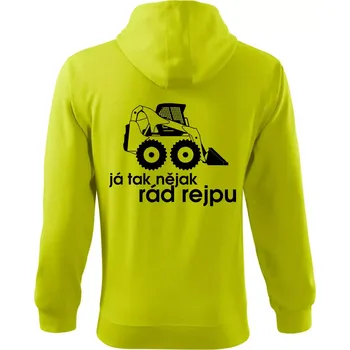 Pánská mikina Já tak nějak rád rejpu - smykový nakladač - Mikina s kapucí na zip trendy zipper - 3XL ( Limetková )