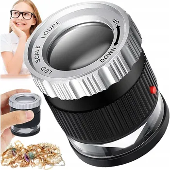 LUPA KLENOTNICKÁ NUMISMATICKÁ MIKROSKOP SKLO ZVĚTŠENÍ 30X USB-C LED UV