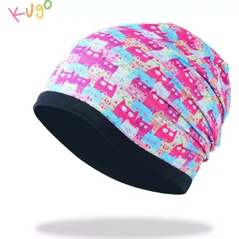 Pokrývka hlavy Dívčí jarní/podzimní čepice Kugo CF5623 – kočičky (bavlněná čepice pro holky)