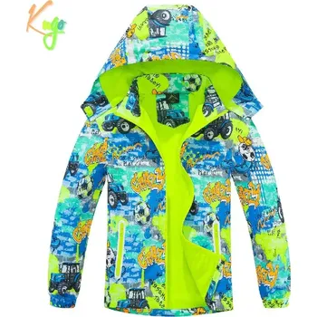 Chlapecká bunda Chlapecká podzimní bunda zateplená KUGO B2991 mix barev / signální zipy (Chlapecká šusťáková bunda s flísovou podšívkou)