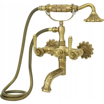 Vodovodní baterie Nástěnná vanová baterie dvourukojeťová Rustikální Úchyty flower zlatá
